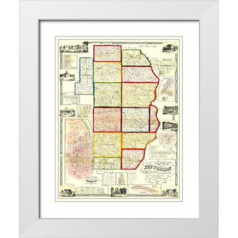 Jefferson Ohio Landowner - Lee 1856 White Modern Wood Framed Art Print with Double Matting by Lee