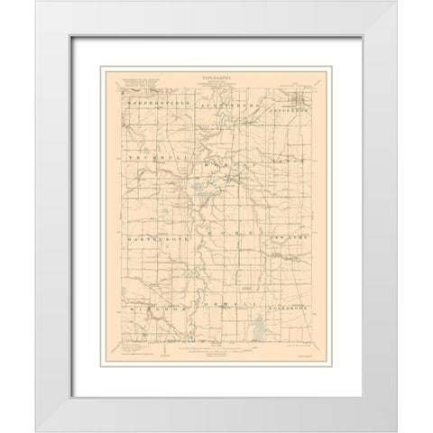 Jefferson Ohio Quad - USGS 1907 White Modern Wood Framed Art Print with Double Matting by USGS