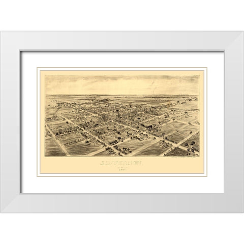Jefferson Ohio - Fowler 1901 White Modern Wood Framed Art Print with Double Matting by Fowler