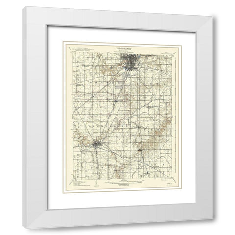 Lima Ohio Quad - USGS 1906 White Modern Wood Framed Art Print with Double Matting by USGS