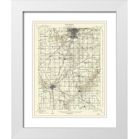 Lima Ohio Quad - USGS 1906 White Modern Wood Framed Art Print with Double Matting by USGS