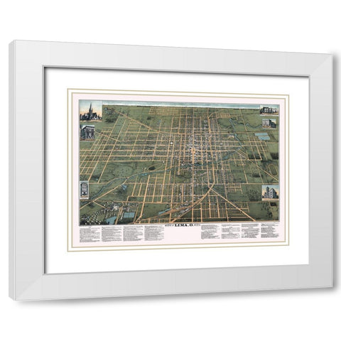 Lima Ohio - Buckingham 1892 White Modern Wood Framed Art Print with Double Matting by Buckingham