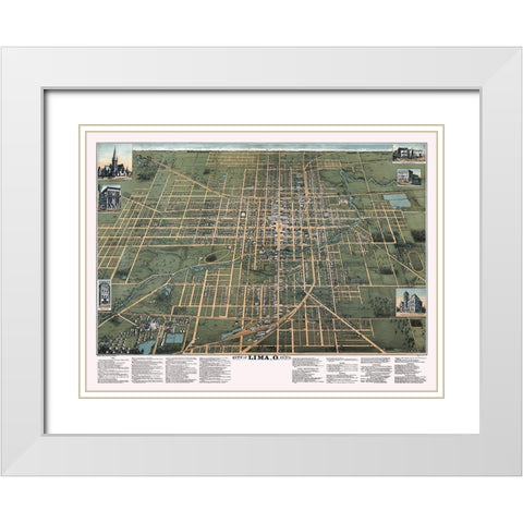 Lima Ohio - Buckingham 1892 White Modern Wood Framed Art Print with Double Matting by Buckingham