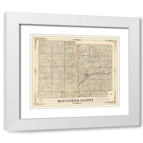 Licking County Ohio - Roell 1854 White Modern Wood Framed Art Print with Double Matting by Roell