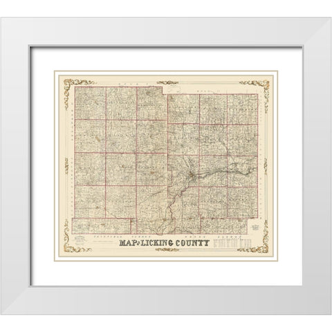Licking County Ohio - Roell 1854 White Modern Wood Framed Art Print with Double Matting by Roell