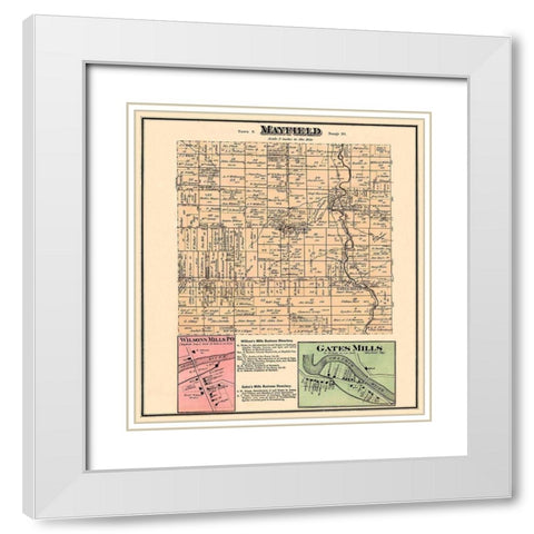 Mayfield Ohio Landowner - Cram 1874 White Modern Wood Framed Art Print with Double Matting by Cram