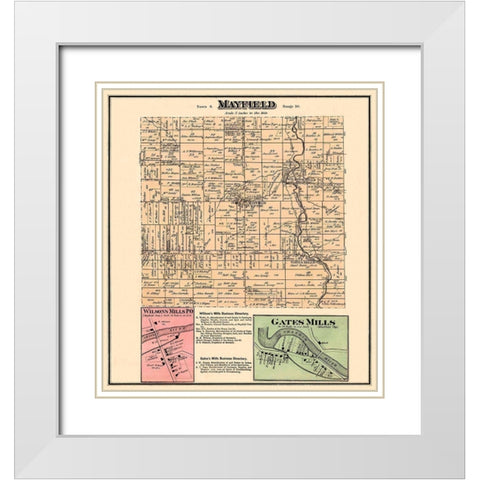 Mayfield Ohio Landowner - Cram 1874 White Modern Wood Framed Art Print with Double Matting by Cram