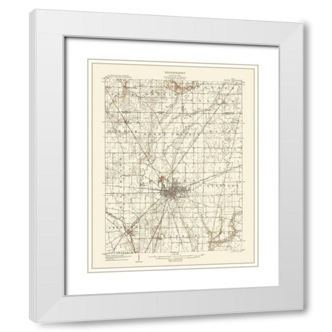 Marion Ohio Quad - USGS 1905 White Modern Wood Framed Art Print with Double Matting by USGS