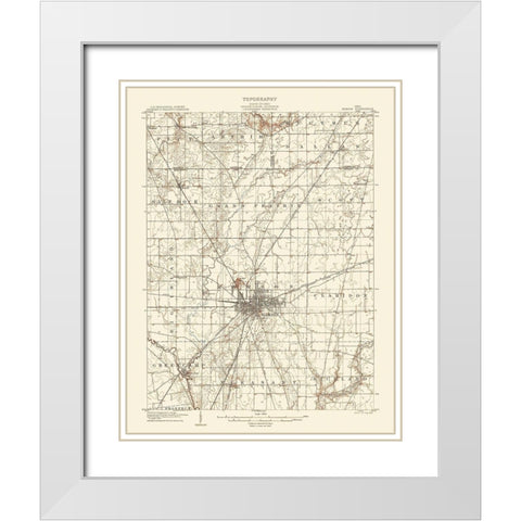 Marion Ohio Quad - USGS 1905 White Modern Wood Framed Art Print with Double Matting by USGS