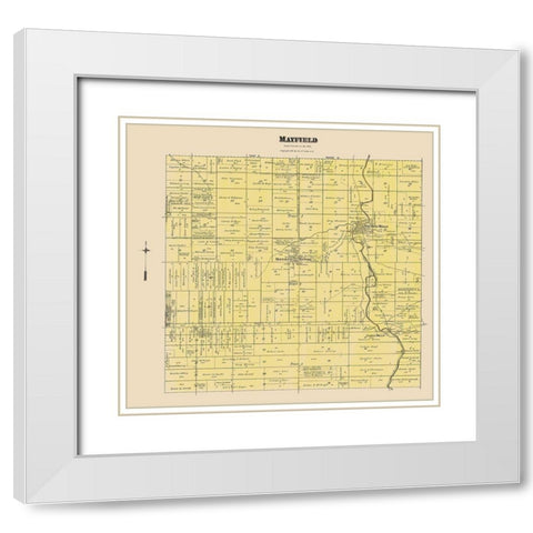 Mayfield Ohio Landowner - Cram 1892 White Modern Wood Framed Art Print with Double Matting by Cram