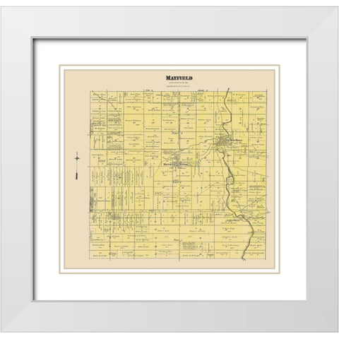 Mayfield Ohio Landowner - Cram 1892 White Modern Wood Framed Art Print with Double Matting by Cram