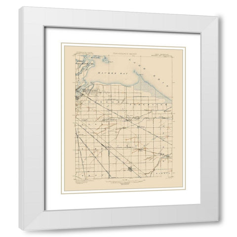 Maumee Bay Ohio Quad - USGS 1900 White Modern Wood Framed Art Print with Double Matting by USGS