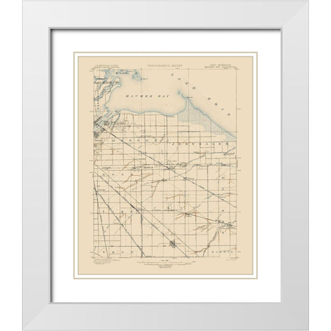 Maumee Bay Ohio Quad - USGS 1900 White Modern Wood Framed Art Print with Double Matting by USGS