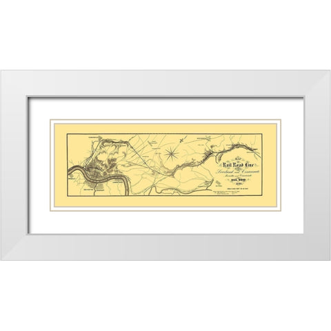 Marietta and Cincinnati Railroad - Jenney 1860 White Modern Wood Framed Art Print with Double Matting by Jenney