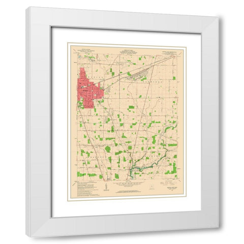 East Marion Ohio Quad - USGS 1961 White Modern Wood Framed Art Print with Double Matting by USGS