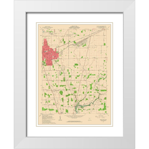 East Marion Ohio Quad - USGS 1961 White Modern Wood Framed Art Print with Double Matting by USGS