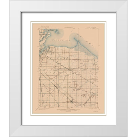 Maumee Bay Ohio Quad - USGS 1900 White Modern Wood Framed Art Print with Double Matting by USGS