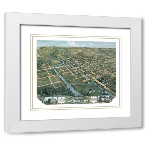 Massillon Ohio - Stoner 1870 White Modern Wood Framed Art Print with Double Matting by Stoner