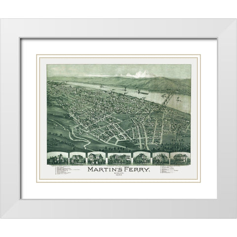 Martins Ferry Ohio - Fowler 1899 White Modern Wood Framed Art Print with Double Matting by Fowler