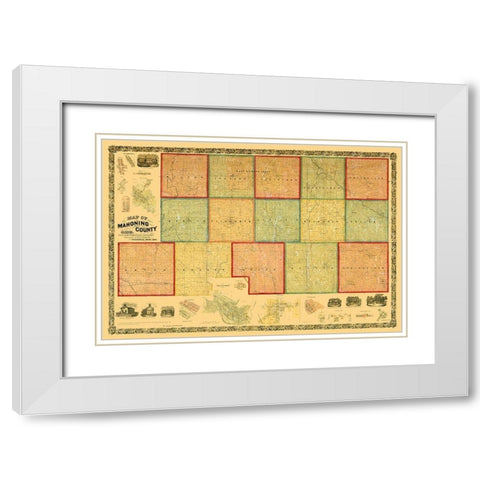 Mahoning County Ohio - Canfield 1860 White Modern Wood Framed Art Print with Double Matting by Canfield