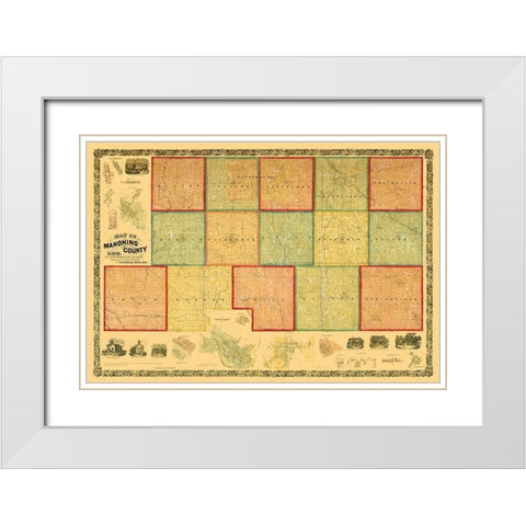 Mahoning County Ohio - Canfield 1860 White Modern Wood Framed Art Print with Double Matting by Canfield