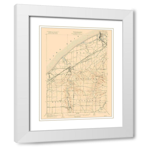 Mentor Ohio Quad - USGS 1907 White Modern Wood Framed Art Print with Double Matting by USGS