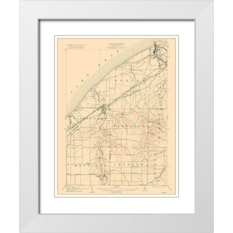 Mentor Ohio Quad - USGS 1907 White Modern Wood Framed Art Print with Double Matting by USGS