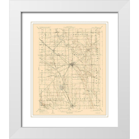 Medina Ohio Quad - USGS 1906 White Modern Wood Framed Art Print with Double Matting by USGS
