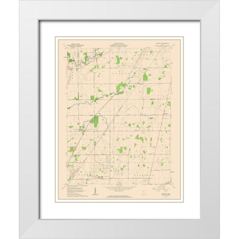 Monnett Ohio Quad - USGS 1961 White Modern Wood Framed Art Print with Double Matting by USGS