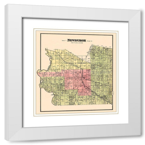 Newburgh Ohio Landowner - Titus 1874 White Modern Wood Framed Art Print with Double Matting by Titus