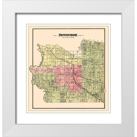 Newburgh Ohio Landowner - Titus 1874 White Modern Wood Framed Art Print with Double Matting by Titus