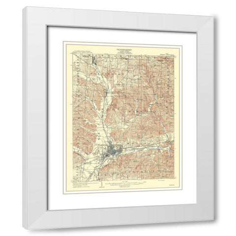 Newark Ohio Quad - USGS 1909 White Modern Wood Framed Art Print with Double Matting by USGS
