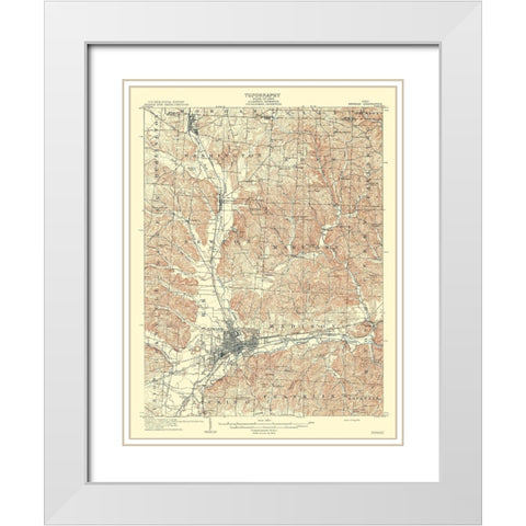 Newark Ohio Quad - USGS 1909 White Modern Wood Framed Art Print with Double Matting by USGS