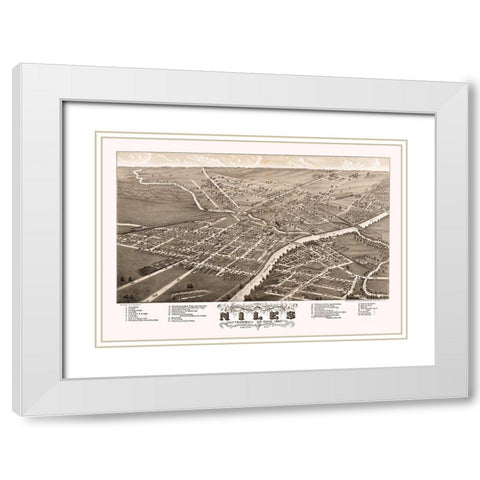 Niles Ohio - Stoner 1882 White Modern Wood Framed Art Print with Double Matting by Stoner