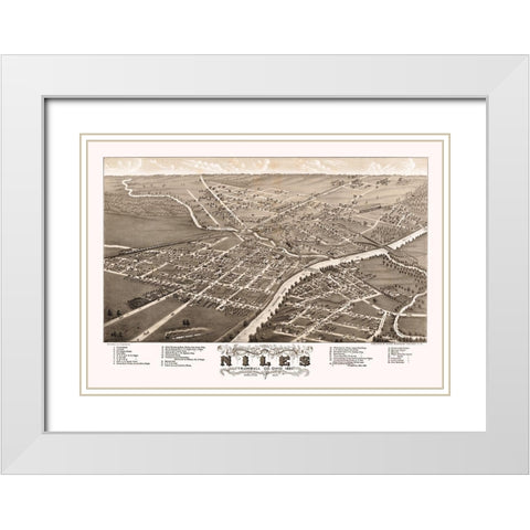 Niles Ohio - Stoner 1882 White Modern Wood Framed Art Print with Double Matting by Stoner