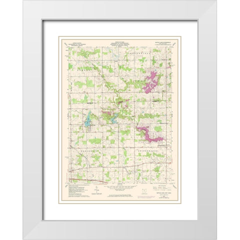 Nettle Lake Ohio Quad - USGS 1961 White Modern Wood Framed Art Print with Double Matting by USGS