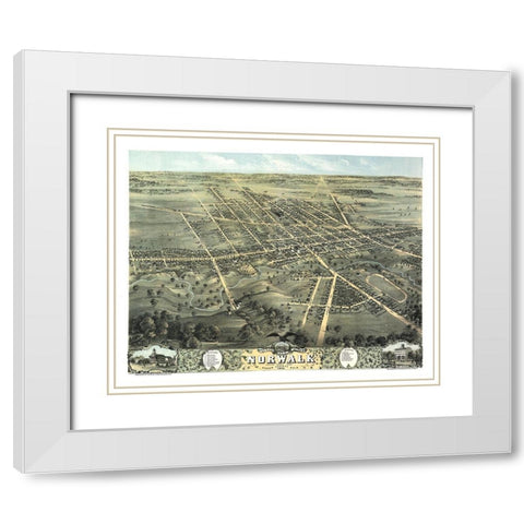 Norwalk Ohio - Stoner 1870 White Modern Wood Framed Art Print with Double Matting by Stoner