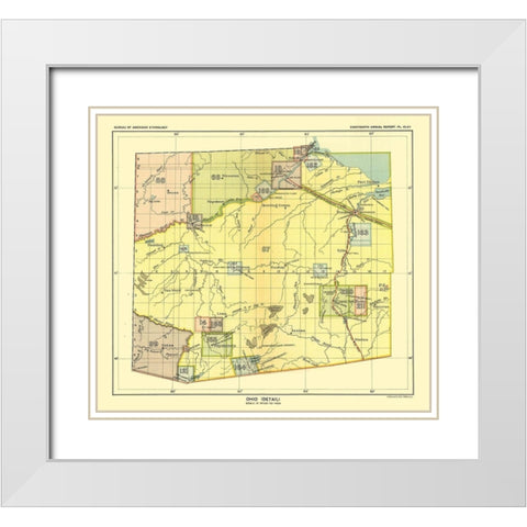 Ohio - Detail - Hoen 1896 White Modern Wood Framed Art Print with Double Matting by Hoen