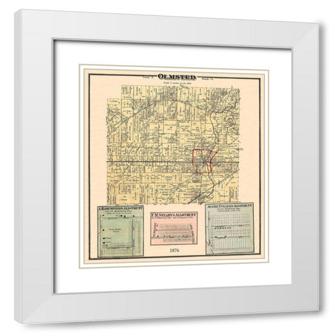 Olmsted Ohio Landowner - Titus 1876 White Modern Wood Framed Art Print with Double Matting by Titus