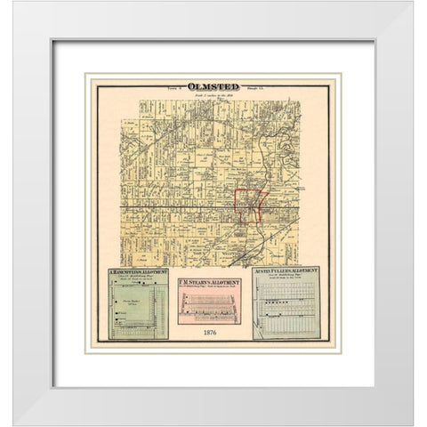 Olmsted Ohio Landowner - Titus 1876 White Modern Wood Framed Art Print with Double Matting by Titus