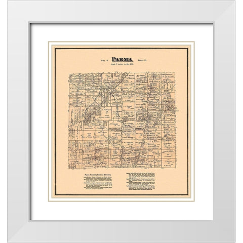 Parma Ohio Landowner - Titus 1876 White Modern Wood Framed Art Print with Double Matting by Titus