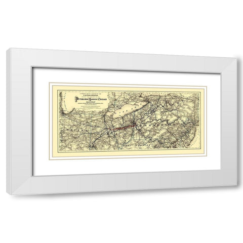 Pittsburgh, Marion and Chicago Railway 1887 White Modern Wood Framed Art Print with Double Matting by Colton