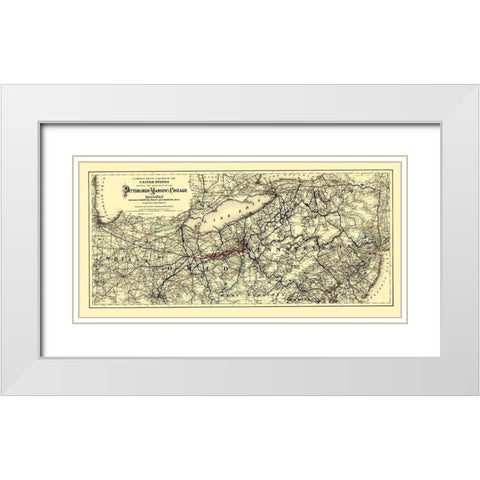 Pittsburgh, Marion and Chicago Railway 1887 White Modern Wood Framed Art Print with Double Matting by Colton