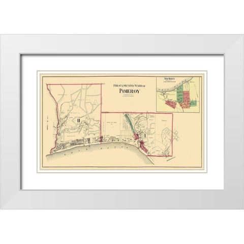 Pomeroy, New Haven Ohio Landowner - Hayes 1877 White Modern Wood Framed Art Print with Double Matting by Hayes