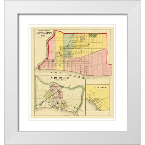 Portsmouth, Sciotoville Ohio Landowner - Hayes White Modern Wood Framed Art Print with Double Matting by Hayes
