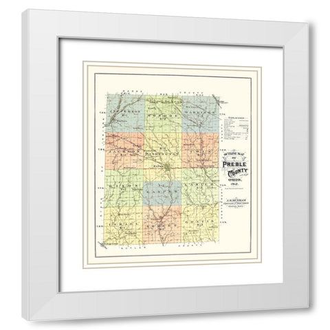 Preble Ohio - Dunham 1912 White Modern Wood Framed Art Print with Double Matting by Dunham
