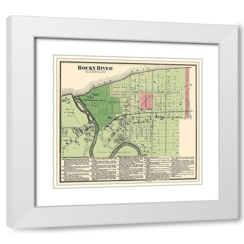Rocky River Ohio Landowner - Titus 1876 White Modern Wood Framed Art Print with Double Matting by Titus