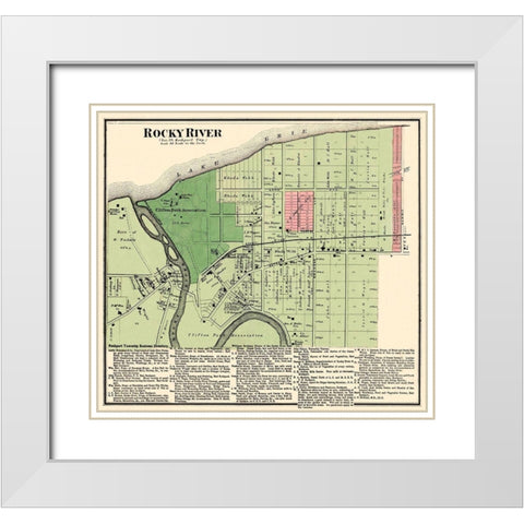 Rocky River Ohio Landowner - Titus 1876 White Modern Wood Framed Art Print with Double Matting by Titus
