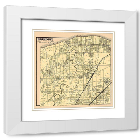 Rockport Ohio Landowner - Titus 1876 White Modern Wood Framed Art Print with Double Matting by Titus