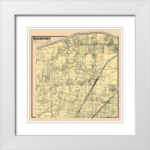 Rockport Ohio Landowner - Titus 1876 White Modern Wood Framed Art Print with Double Matting by Titus
